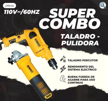 Combo Taladro percutor y Pulidora DeWALT + Maletín